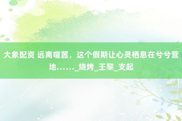 大象配资 远离喧嚣，这个假期让心灵栖息在兮兮营地……_烧烤_王黎_支起